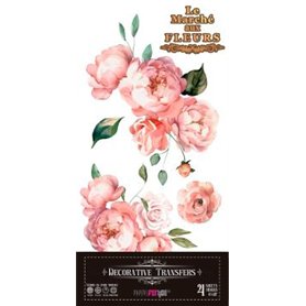 Decorative Transfers Pinky Roses 15x30cm. 4 Hojas.