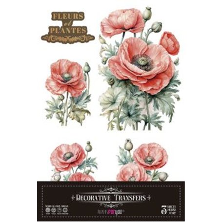 Decorative Transfers Poppy 20x30cm. 3 Hojas.