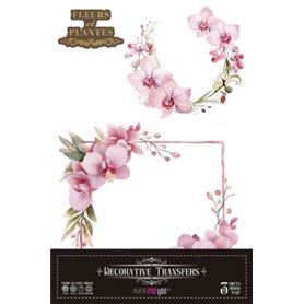 Decorative Transfers Pink Orchid 20x30cm. 3 Hojas.