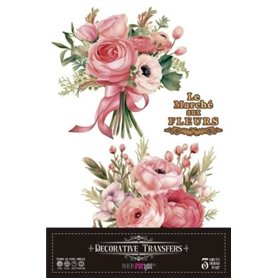 Decorative Transfers Pinky Roses 20x30cm. 3 Hojas.