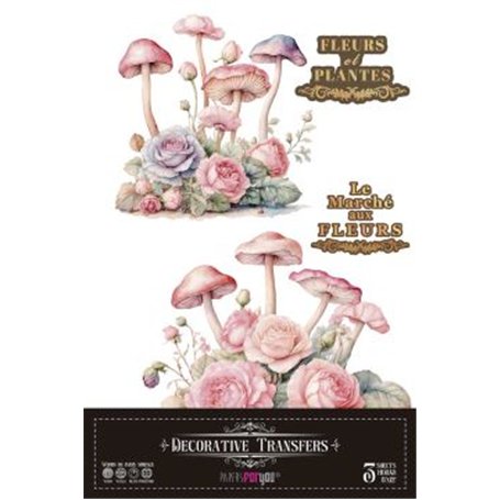 Decorative Transfers Blushrooms 20x30cm. 3 Hojas.