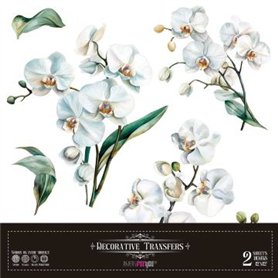 Decorative Transfers White Orchid 30x30cm. 2 Hojas.