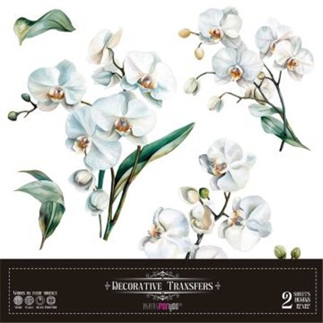Decorative Transfers White Orchid 30x30cm. 2 Hojas.