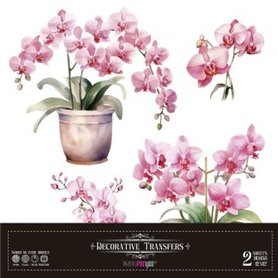 Decorative Transfers Pink Orchid 30x30cm. 2 Hojas.