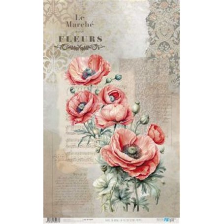 Papel De Arroz " La Vie En Fleurs Poppy I"  54x33cm