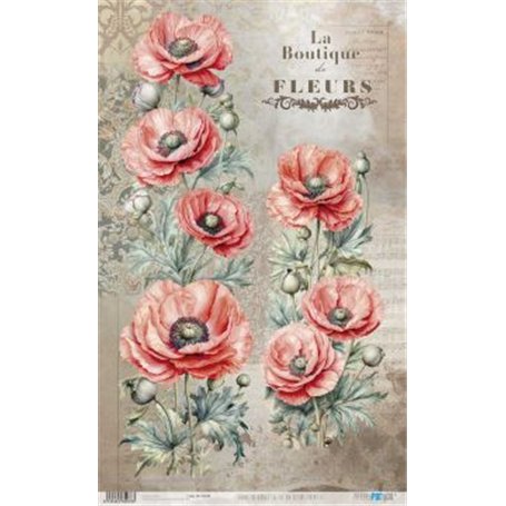 Papel De Arroz " La Vie En Fleurs Poppy II"  54x33cm