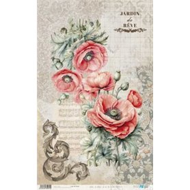 Papel De Arroz " La Vie En Fleurs Poppy III"  54x33cm