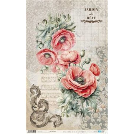 Papel De Arroz " La Vie En Fleurs Poppy III"  54x33cm