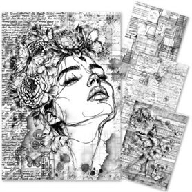 Mixed Media rice paper A4 set 4/Pkg Meaningful Mem