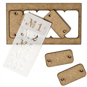 Conjunto DM 5 carteles + stencil 5x2,5cm