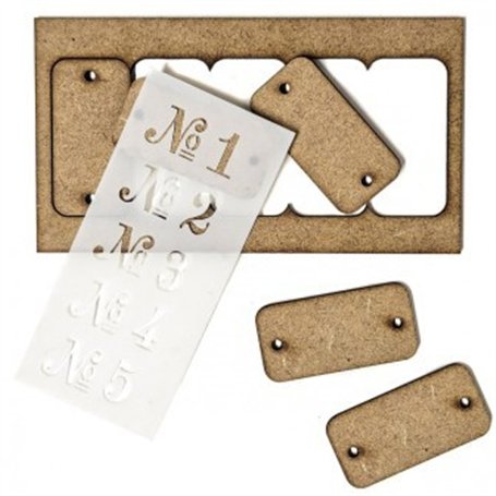 Conjunto DM 5 carteles + stencil 5x2,5cm