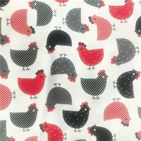 Tela algodon patchwork Gallinas  Venta de 10 en 10cm