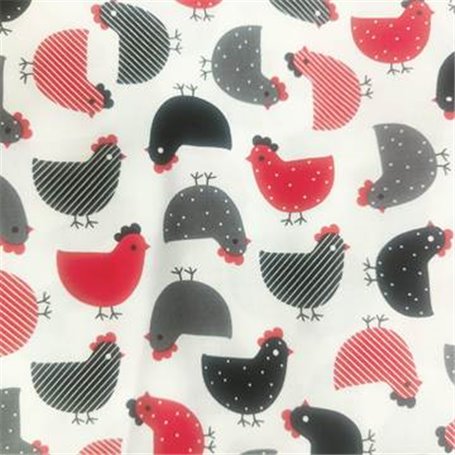 Tela algodon patchwork Gallinas  Venta de 10 en 10cm