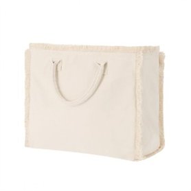 Bolsa zipper algodón flecos 32x36cm