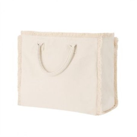 Bolsa zipper algodón flecos 32x36cm