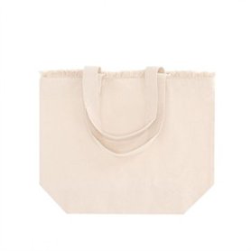 Bolsa zipper algodón flecos 36x46cm
