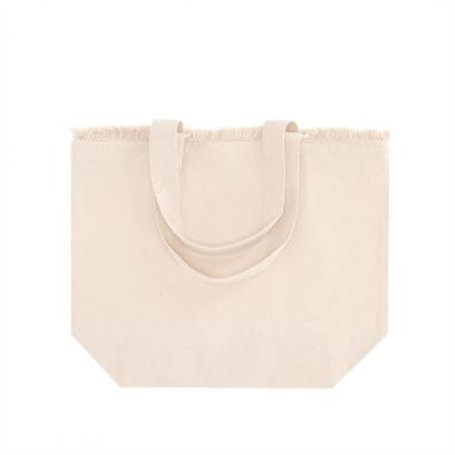Bolsa zipper algodón flecos 36x46cm