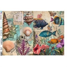 PAPEL DE ARROZ JAPONES Criaturas Marinas A3 30x41cm