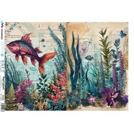 PAPEL DE ARROZ JAPONES Criaturas Marinas A3 30x41cm