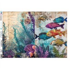 PAPEL DE ARROZ JAPONES Criaturas Marinas A3 30x41cm