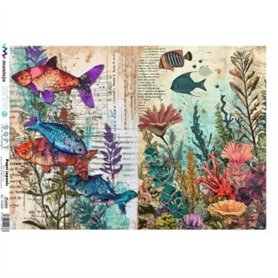 PAPEL DE ARROZ JAPONES Criaturas Marinas A3 30x41cm