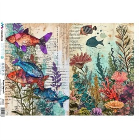 PAPEL DE ARROZ JAPONES Criaturas Marinas A3 30x41cm