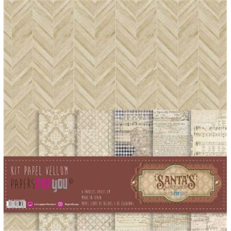 Colección Vellum "Santa’s Workshop" 30x30cm. 6 Pap