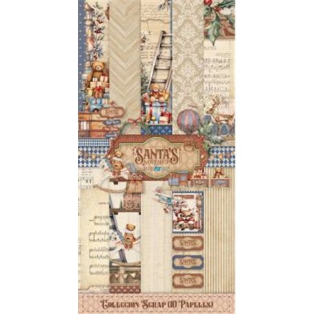 Colección Scrap  "Santa’s Workshop" 15x30cm. 10 Pap