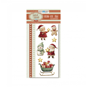 Rub On 3D Transfers "Santa & Friends" 12x25cm.