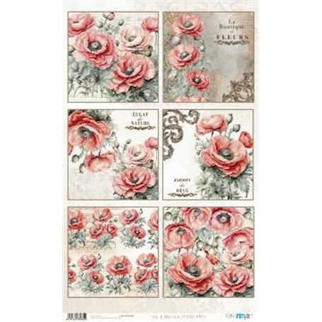 Papel De Arroz " La Vie En Fleurs Poppy V"  54x33cm