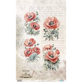 Papel De Arroz " La Vie En Fleurs Poppy VI"  54x33cm