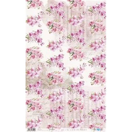 Papel De Arroz " La Vie En Fleurs Pink Orchid IV"  54x33cm
