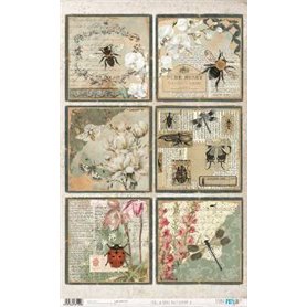 Papel De Arroz " La Vie En Fleurs Bug´s Gardem IV"  54x33cm