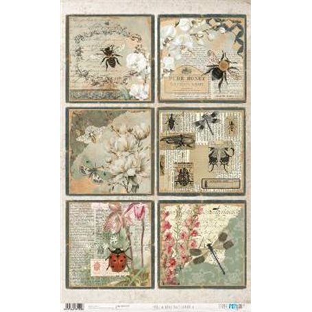 Papel De Arroz " La Vie En Fleurs Bug´s Gardem IV"  54x33cm