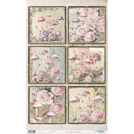 Papel De Arroz " La Vie En Fleurs Blushrooms V"  54x33cm