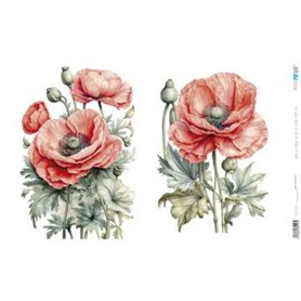 Papel De Arroz " La Vie En Fleurs Poppy VII"  54x33cm