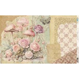 Papel De Arroz " La Vie En Fleurs Blushrooms IV"  54x33cm