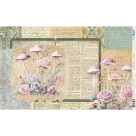 Papel De Arroz " La Vie En Fleurs Blushrooms III"  54x33cm