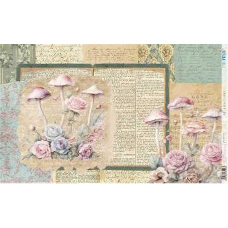Papel De Arroz " La Vie En Fleurs Blushrooms III"  54x33cm
