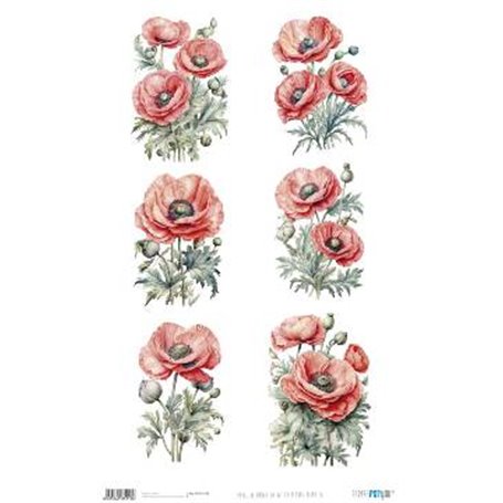 Papel De Arroz " La Vie En Fleurs Poppy IX"  54x33cm