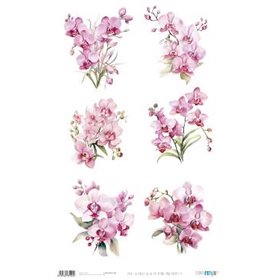 Papel De Arroz " La Vie En Fleurs Pink Orchid IX"  54x33cm