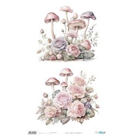 Papel De Arroz " La Vie En Fleurs Blushrooms VII"  54x33cm