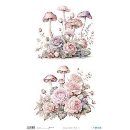 Papel De Arroz " La Vie En Fleurs Blushrooms VII"  54x33cm