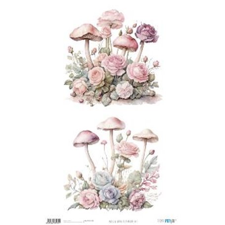 Papel De Arroz " La Vie En Fleurs Blushrooms VIII"  54x33cm