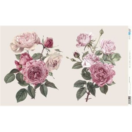 Papel De Arroz " La Vie En Fleurs Vintage Rose I"  54x33cm