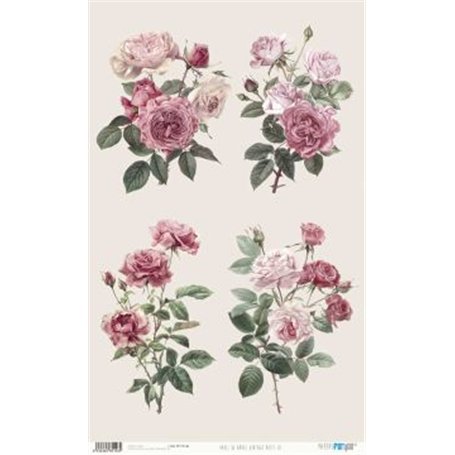 Papel De Arroz " La Vie En Fleurs Vintage Rose III"  54x33cm