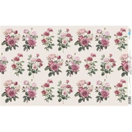 Papel De Arroz " La Vie En Fleurs Vintage Rose IV"  54x33cm