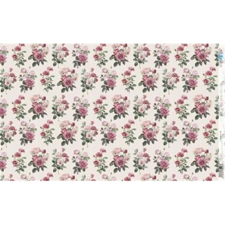 Papel De Arroz " La Vie En Fleurs Vintage Rose V"  54x33cm
