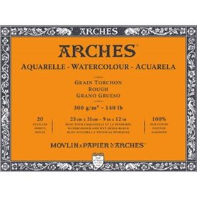 Arches Aquarelle 100% algodón Grueso300g Bloc Encolado 4L 23x31 cm.