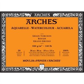 Arches Aquarelle 100% algodón Grueso300g Bloc Encolado 4L 26x36 cm.